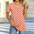 thumbnail image 2 of CheerKidz Women's Polka Dots V-Neck Button Up Short Sleeve Top Playful Print Summer Blouse 2025 Clothes Inspired Fashion Tee(Rose Gold,S), 2 of 7