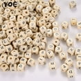 thumbnail image 4 of 50/100/200 piezas de 10 mm de mezcla aleatoria de cuentas con letras del alfabeto cuadradas, espaciadoras sueltas, cuentas iniciales de madera natural para hacer joyas y collares, 4 of 5