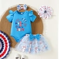 thumbnail image 2 of Gunia Baby Girl Outfit Set Independence Day 4Th Of July Prints Romper Bodysuits Skirts Headbands Cute 0-3 Months, 2 of 7