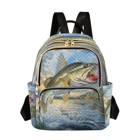 Quilted Backpack Fashion Backpack 10.23*5.11*12.59 Inch Women's Fashion Backpack Picnic Shopping Travel Out Sports backpack Gold Fish Pattern