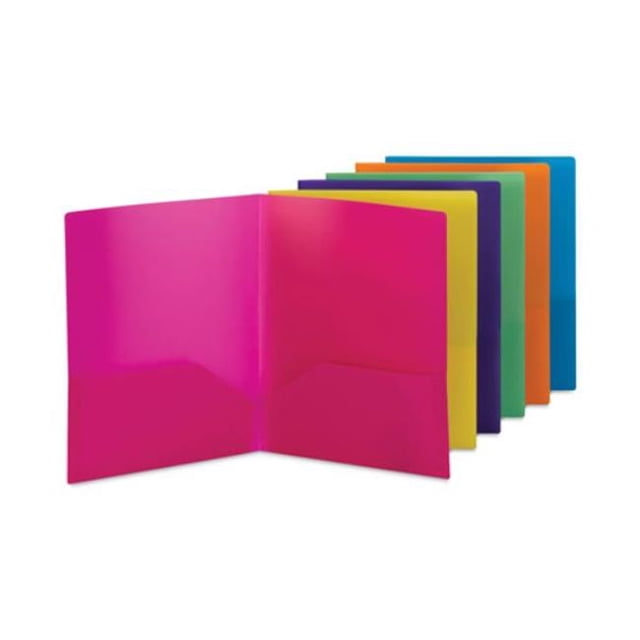 Smead SMD87761 2 Pocket Poly File Folder, Assorted Color - 6 per Pack