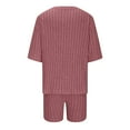 thumbnail image 5 of QUYUON 2 Piece Shorts Set for Women Shorts Pajama Set Sleepwear Lounge Sets Elbow-Length Short Sleeve Crew Neck Tops Short Pants Sets Two Piece Outfits Loungewear C-Red XL, 5 of 6