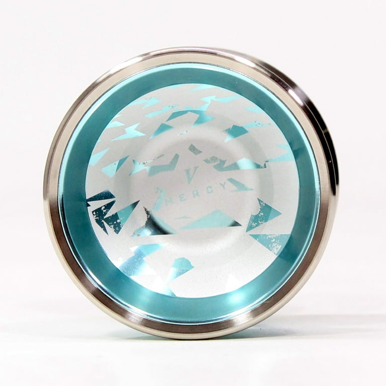 Ace Yo Mercy 5 Yo-Yo - 6061 Aluminum with Stainless Steel Rings -Bi-Metal  YoYo (Baby Blue/White Flake Silver Rim)