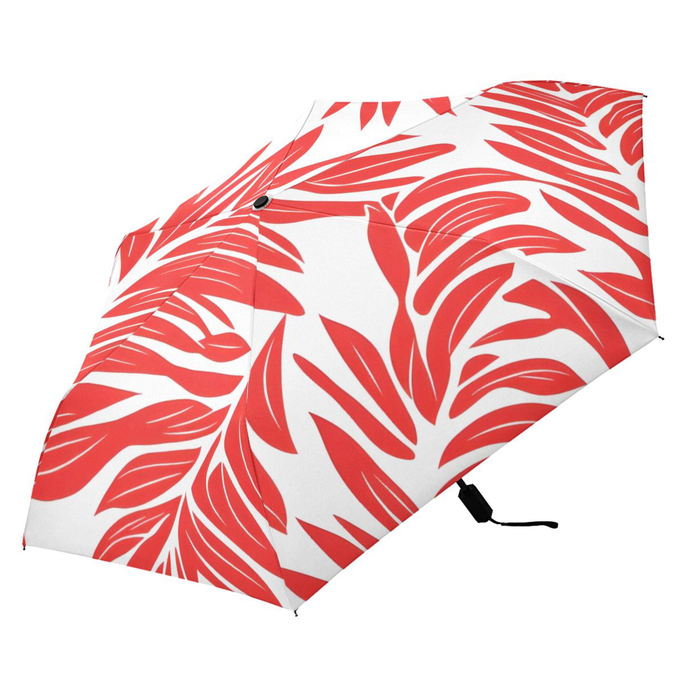 ALAZA Tropical Leaf-a1 UPF 50+ Compact Folding Umbrella for Rain Travel Umbrella Packable