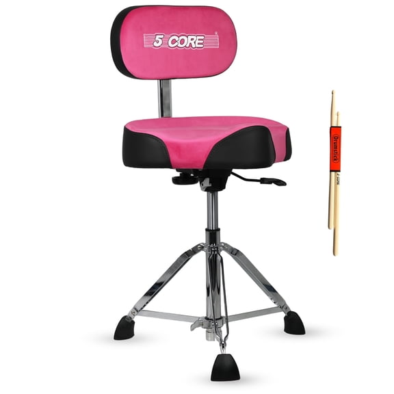 5 Core Drum Throne w Backrest 4" Padded Stool Airlift 25" Adjustable Drummer Stool 441Lb Capacity