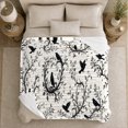 thumbnail image 4 of Black Ravens Within Curling Leafy Branch Arrangements, Soft Flannel Blanket with Ornamental ornate dark Botanical Print, Housewarming Gift and Home Decor for Bedroom and Living Room, 4 of 7