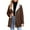 Brown, variant on 2024 Women 2023 Winter Faux Suede Coats Fleece Shearling Lined Jacket Faux Fur Lapel Pockets Warm Fall Trendy Outerwear Brown