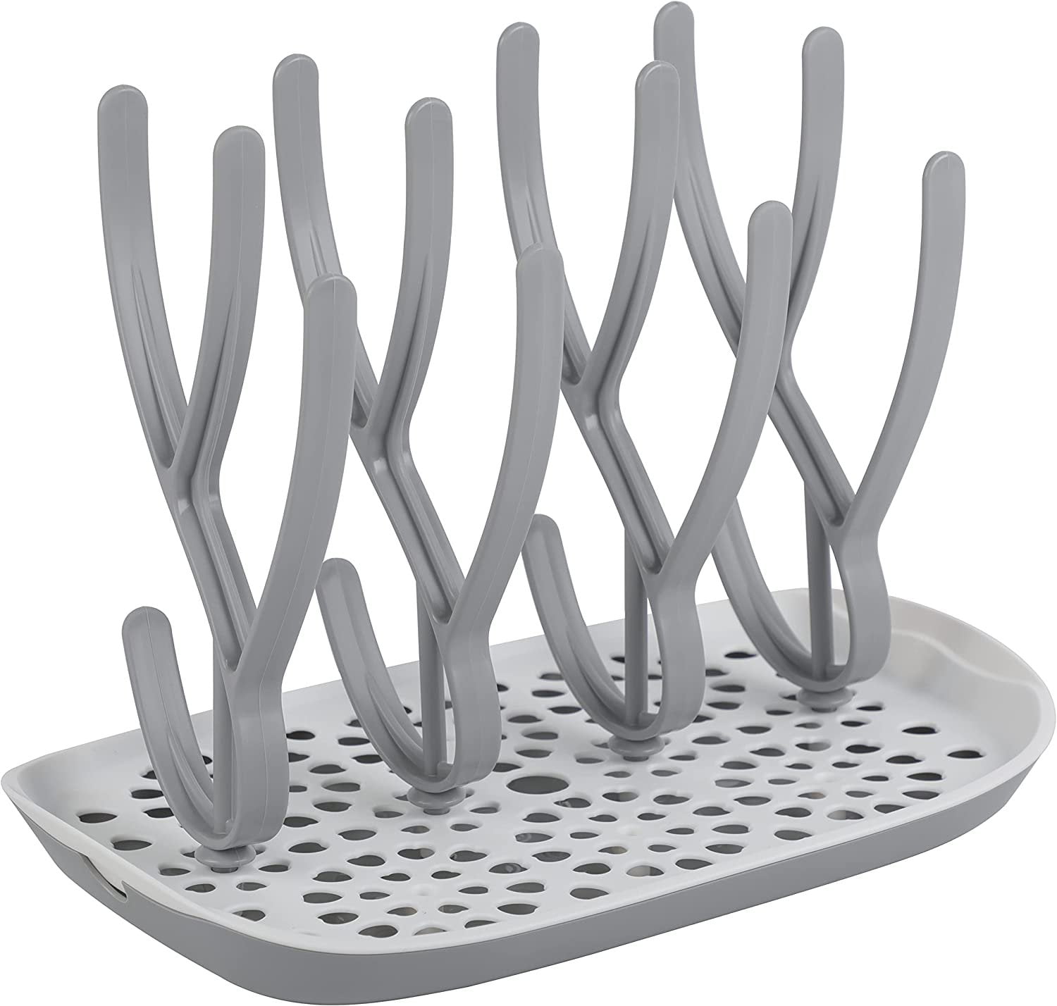 Ubbi Vertical Baby Bottle Drying Rack, Space Saving Countertop Drying Rack  Baby Accessory, Gray