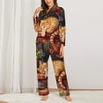 thumbnail image 2 of Hirioo Sleeping Cat Flowers for Women's Pajama Sets 2 Piece Pjs Women's Long-Sleeved Pajama Set Button Down Sleepwear,S-XXL-XX-Large, 2 of 7