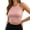 Pink, variant on Women’s Workout Ribbed Crop Tank Top Sleeveless Racerback High Neck Top Stretchy Fitted Yoga Gym Spandex Crop Tops