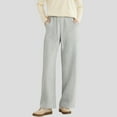 thumbnail image 2 of EDFBUYKRS Female Women Pants Casual Womens Cargo Pants Tall Inseam Women's Casual Pants High Waisted Wide Leg Trousers for Everyday Wear Jogging Travel Comfortable Elastic Drawstring Pure Color L, 2 of 4