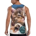thumbnail image 3 of Haiem Playful Cat Men Workout Tank Top Gym Bodybuilding Sleeveless Muscle T Shirts Athletic Tank Breathable Workout Shirt-X-Large, 3 of 9