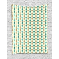 Brown and Blue Tapestry, Abstract Daisy Flowers Nostalgic Simple Graphic Motifs Garden, Wall Hanging for Bedroom Living Room Dorm Decor, 40W X 60L Inches, Ivory Teal and Pale Brown, by Ambesonne
