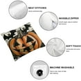thumbnail image 6 of Heduofu Halloween Pillow Covers Set of 2 Fall Orange Pumpkin Bats Decor Throw Pillows Black White Stripes Autumn Indoor Outdoor Farmhouse Decorative Pillowcases for Couch Bed Sofa 22x22in, 6 of 7