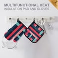 thumbnail image 4 of Yayeee Oven Mitts and Pot Holder Set of 2 Heat Resistant Kitchen Gloves Baking Hot Pad, Navy Blue Stripes, 4 of 5