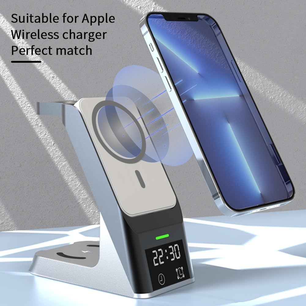 3-in-1 Magnetic Wireless Charging Station – Fast Charger Stand for iPhone 15/14/13/12 Series, Apple Watch & AirPods Pack of 2