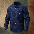 thumbnail image 1 of Ceisia Men's Loose Fit Vintage Deep Sea Camouflage Print Long Sleeve Cotton Shirt Dark Blue XXXL Gifts, 1 of 3