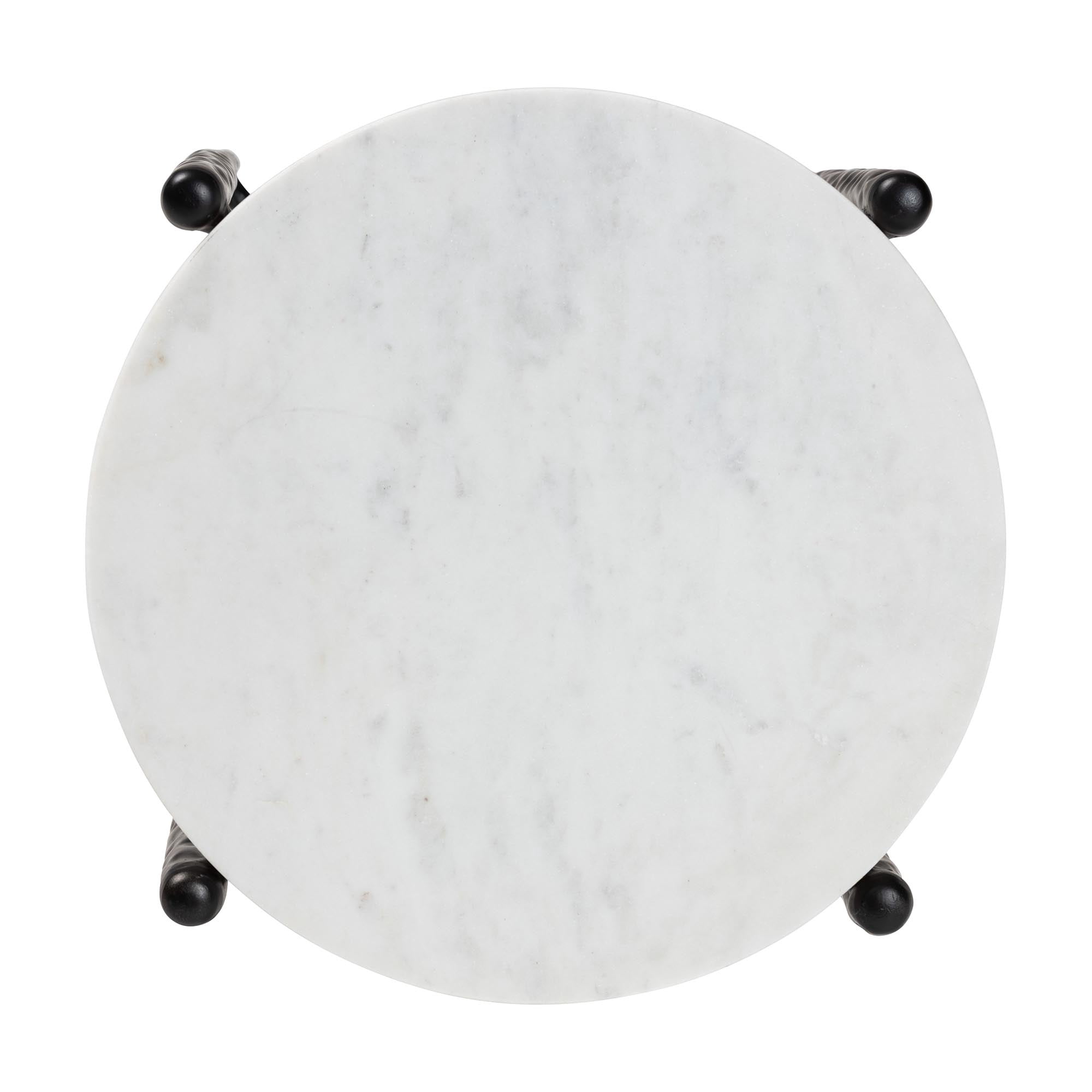 Baxton Studio Caledon Marble Side Table - Modern Rustic Accent Table with Hand-Forged Metal Frame for Living Room or Seating Areas, Round