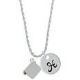 thumbnail image 1 of Delight Jewelry Silvertone Book Silvertone Script Initial Disc - H - Charm Necklace, 20"+3", 1 of 4