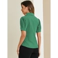 thumbnail image 4 of DARING DIVA Women's Puff Sleeve Point Collar Essential Office Shirt S Green, 4 of 6