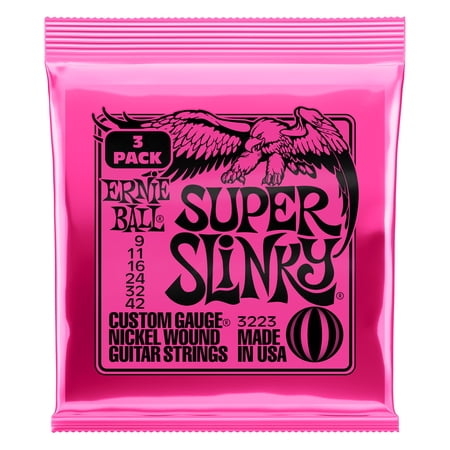 Ernie Ball Super Slinky Nickel Wound Electric Guitar Strings 9-42 Gauge 3 Pack