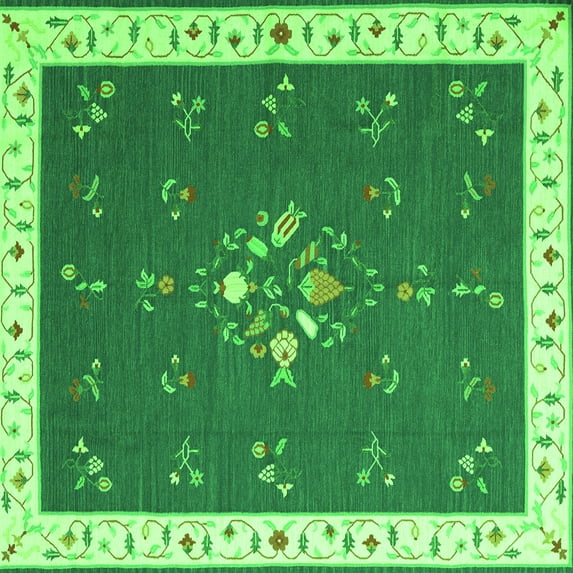 Ahgly Company Indoor Square Abstract Green Contemporary Area Rugs, 7' Square