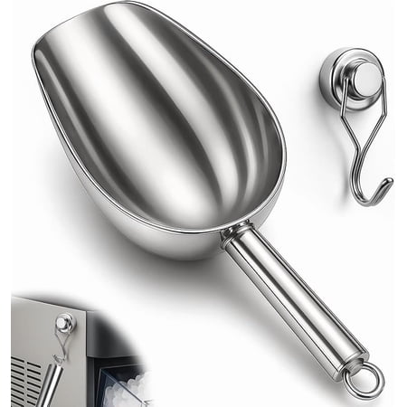 Stainless Steel Ice Scoop for Freezer with Magnetic Hook - Ice Scoop for GE Profile Opal 2.0 Nugget Ice Maker, for Kitchen Bar Party Accessories
