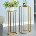 thumbnail image 3 of UWR-Nite 27.55" Set of 3 Metal Plant Stand, Nesting Display End Table High Hexagon Rack Indoor Flower Holder Corner Planter Pot Rack Living Room & Patio Decor, 3 of 5