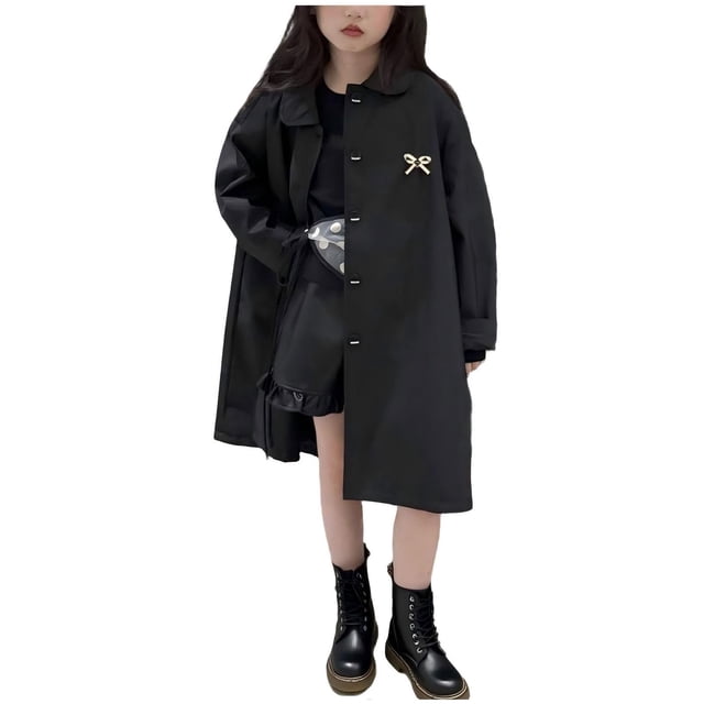 Button Up Cardigan Children's Button Up Trench Coat, Medium to Large, Casual Pocket Cardigan, Mid Length Jacket