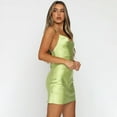 thumbnail image 4 of Tbopshirt Wedding Guest Dresses for Women Waist Retraction Open Back Silk Bright Face Fashion Strap Dress, 4 of 5