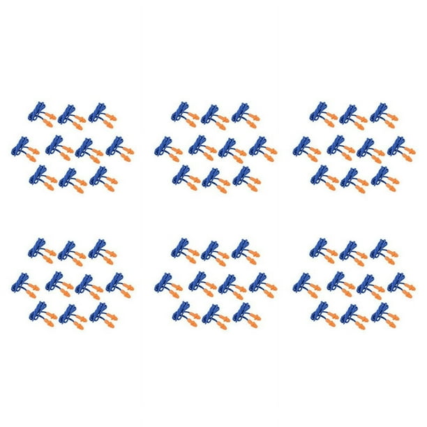 60 Piezas De Tapones De Oídos Suaves De Silicona De Seguridad - Protectores Auditivos, Manguitos Con Cable - Reducción De Ruido Para El Trabajo En Casa Para Dormir Azul Naranja