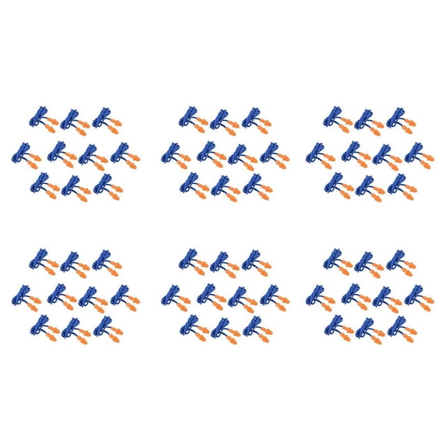 60 Piezas De Tapones De Oídos Suaves De Silicona De Seguridad - Protectores Auditivos, Manguitos Con Cable - Reducción De Ruido Para El Trabajo En Casa Para Dormir Azul Naranja