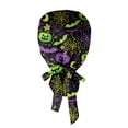 thumbnail image 6 of Voska Women's Halloween Printed Ponytail Scrub Cap Cotton Adjustable Work Hat Salon Spa Nursing Housework Full Coverage Cap Green one size, 6 of 6