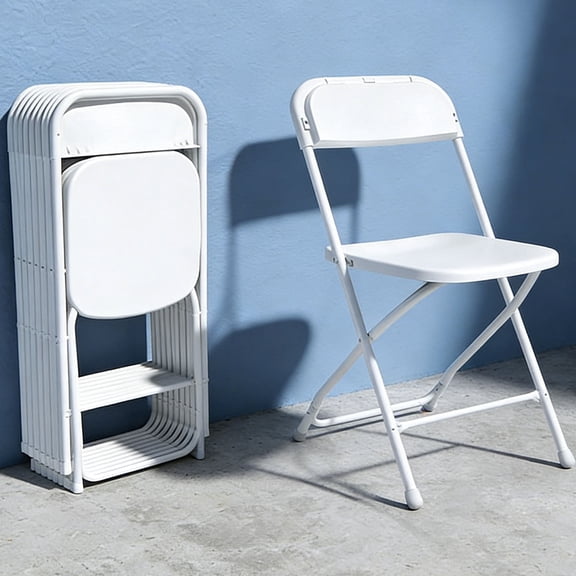 2-Pack White PP Plastic Folding Chairs - No Assembly, Sturdy Frame, Indoor Outdoor