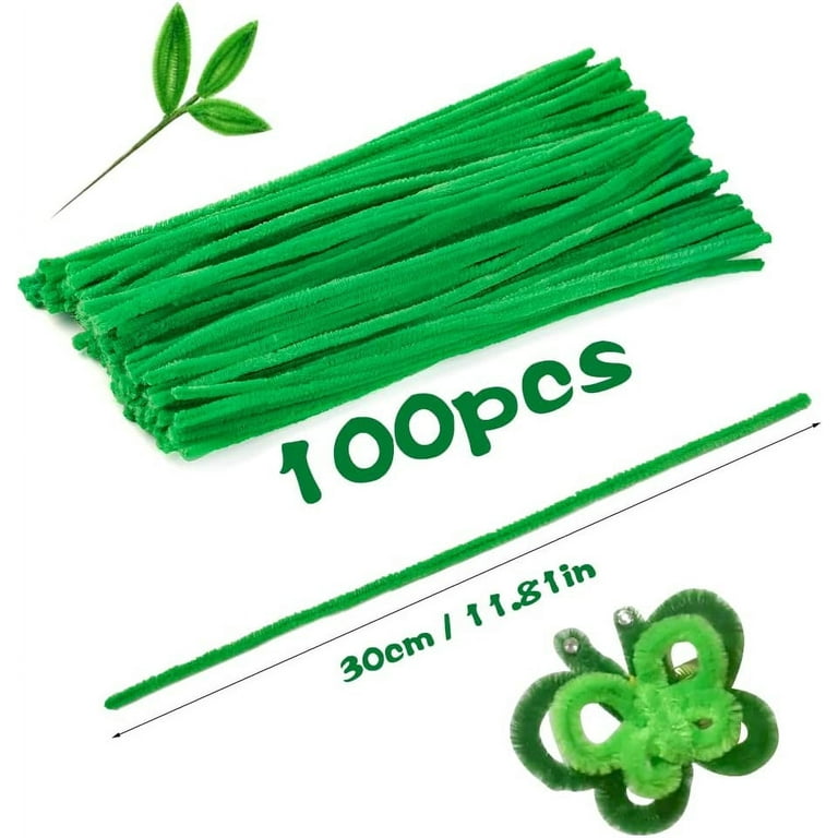 50X Green Pipe Cleaners Chenille Stems Pipe Cleaner Stick Plain Colour –  Rainbowline Shop