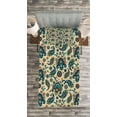 thumbnail image 3 of Ambesonne Retro Quilted Bedspread Set 2 Pcs, Vintage Colorful Floral, Twin Size, Yellow Blue Cream, 3 of 3