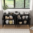thumbnail image 5 of Furtivusia 4 Door Storage Cabinet, Sideboard Buffet Cabinet, Modern Buffet Console  for Living Room, Kitchen, Black, 5 of 9