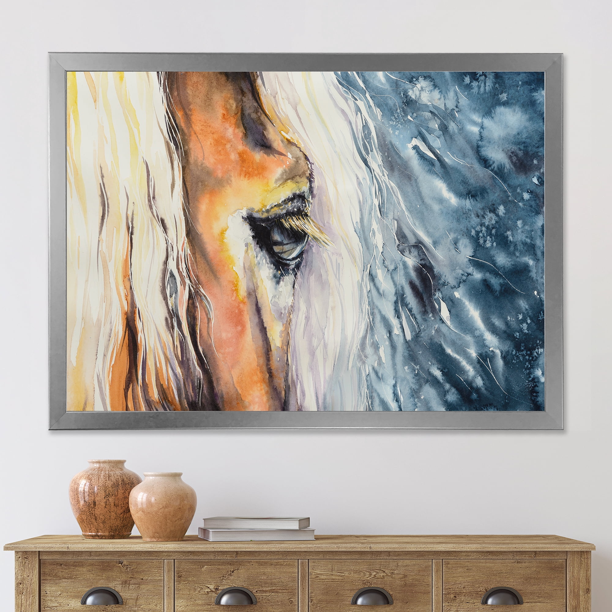 Designart 'Abstract Close-Up of A Beautiful Horses Eye II' Farmhouse Framed Art Print