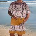thumbnail image 4 of RUTAYY Men's Outfits Summer Casual Ice Cream Print Round Neck Short Sleeve Tee Shorts with Pocket Loose Fit Daily Wear Comfortable Playful Vacation Clothing Sets, 4 of 4