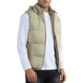 thumbnail image 4 of INSPIRE CHIC Men's Puffer Vest Warm Sleeveless Jacket with Detachable Hooded Winter Padded Vest M Khaki, 4 of 6
