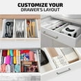 thumbnail image 3 of Bamboo Drawer Dividers, 4-Pack Adjustable 16"–22" Drawer Organizers, 2.6" High, Spring-Tension Separators with Non-Slip EVA Pads for Kitchen, Bedroom, Bathroom, Office (White), 3 of 9