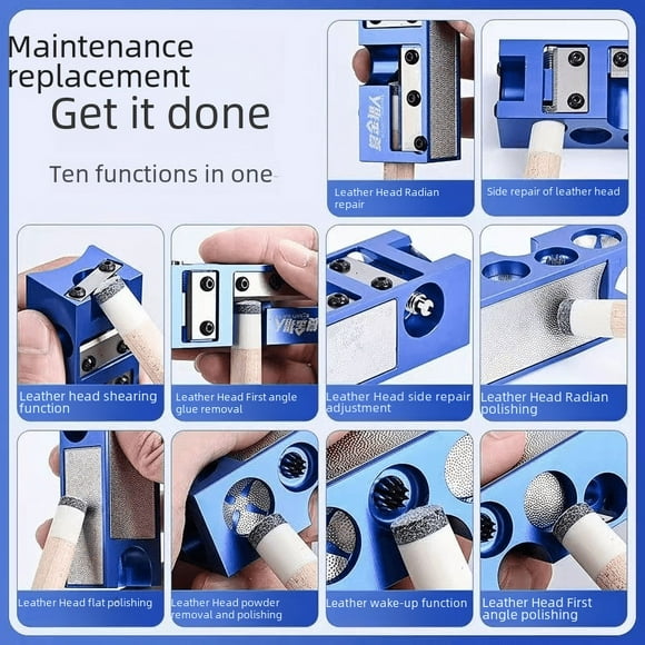 Dispositivo de reparación de cabeza de cuero Gold Hunter, dispositivo de reparación de cabeza de cuero, varilla de billar, dispositivo de reparación de cabeza de cuero, reemplazo de cabeza de cuero,