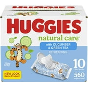 Baby Wipes, Huggies Natural Care Refreshing Baby Diaper Wipes, Hypoallergenic, Scented, 10 Flip-Top Packs (560 Wipes Total)