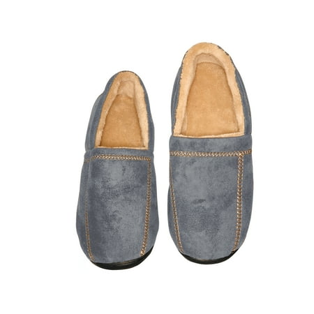 

Deluxe Comfort Modern Moccasin Memory Foam Men s Slipper Size 11-12 – Stylish Microsuede – Long-Lasting Memory Foam – Warm Fleece Lining – Men s Slippers Grey