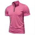 thumbnail image 4 of Dresfit Polo Pullover Mens Zipper Stand Collar Quarter Zip Shirt Summer 2026 Short Sleeve Cotton Relaxed Fit Business Tops Big and Tall Loose Tennis T Shirts Pink 3XL, 4 of 7