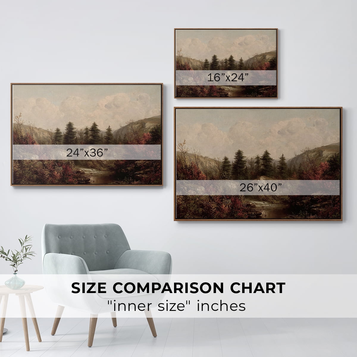 Vintage Landscape-CCCXXVIII By Wexford Home Framed in Walnut Wood Gallery Wrapped Canvas 27 in. x 41 in.