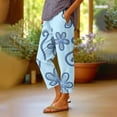thumbnail image 2 of Edvintorg Womens Pants Floral Printed Elastic Waisted Loose Casual Trouser with Trouser Loungewear for Women Plus Size Fashion Clothing Blue XL, 2 of 5