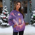 thumbnail image 3 of HELLHERO Capybara Star Print Women Sweater Long Sleeve, Comfy Oversized Sweatshirt with Pocket Casual Crewneck Pullover Tops Size L, 3 of 7