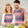 thumbnail image 5 of Pink and Teal Geometric Boho Pattern Apron-Garden Aprons for Women with Pockets-Cotton Linen Waterproof Kitchen Cooking Gardening Aprons Adjustable for Kitchen,Cooking,BBQ and Salon 33x27 Inch, 5 of 5