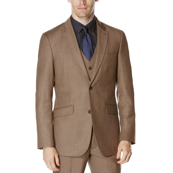 PERRY ELLIS Travel Luxe Slim Fit Chinchilla Brown Sportcoat 38 Regular 38R